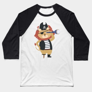 Lion Pirate Wooden Leg Baseball T-Shirt